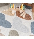 KIDS WASHABLE Area Rug Dila Modern Hearts Geometric Machine-Washable Ivory/Blue/Orange 2 ft. x 8 ft. Runner Rug