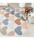 KIDS WASHABLE Area Rug Dila Modern Hearts Geometric Machine-Washable Ivory/Blue/Orange 4 ft. x 6 ft. Area Rug