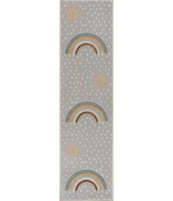Jonathany Kids Washable KDW102A Gray/Ivory/Yellow Area Rug 2 ft. X 7 ft. 10 in. Runner