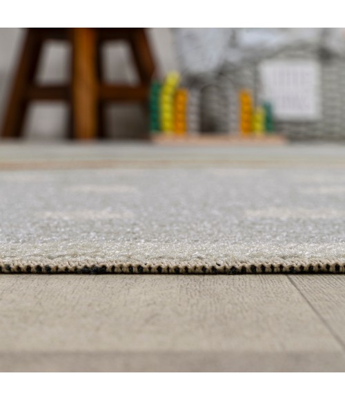 KIDS WASHABLE Area Rug Minha Rainbow Dot Modern Machine-Washable Gray/Ivory/Yellow 2 ft. x 8 ft. Runner Rug