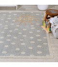KIDS WASHABLE Area Rug Minha Rainbow Dot Modern Machine-Washable Gray/Ivory/Yellow 8 ft. x 10 ft. Area Rug