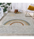 KIDS WASHABLE Area Rug Minha Rainbow Dot Modern Machine-Washable Gray/Ivory/Yellow 8 ft. x 10 ft. Area Rug