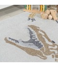 KIDS WASHABLE Area Rug Kingdarr T-Rex Modern Kids Machine-Washable Cream/Multi 5 ft. x 8 ft. Area Rug