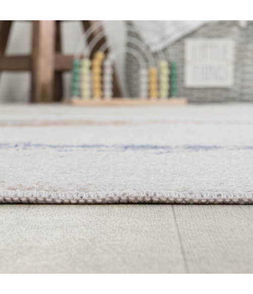 KIDS WASHABLE Area Rug Kingdarr T-Rex Modern Kids Machine-Washable Cream/Multi 5 ft. x 8 ft. Area Rug