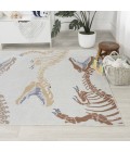 KIDS WASHABLE Area Rug Kingdarr T-Rex Modern Kids Machine-Washable Cream/Multi 5 ft. x 8 ft. Area Rug