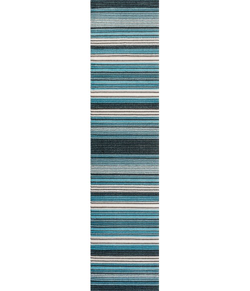 Duxbury Gradient Ticking Striped Blue/Navy 2 ft. x 8 ft. Runner Rug