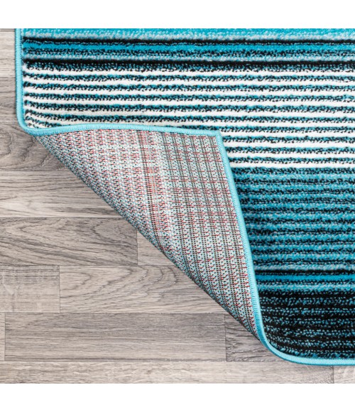 LUXOR Area Rug Duxbury Gradient Ticking Striped Blue/Navy 3 ft. x 5 ft. Area Rug