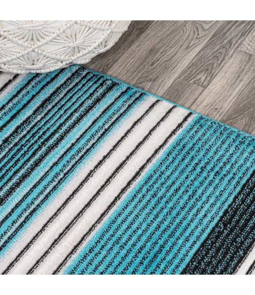 LUXOR Area Rug Duxbury Gradient Ticking Striped Blue/Navy 3 ft. x 5 ft. Area Rug