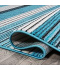 Duxbury Gradient Ticking Striped Blue/Navy 2 ft. x 8 ft. Runner Rug