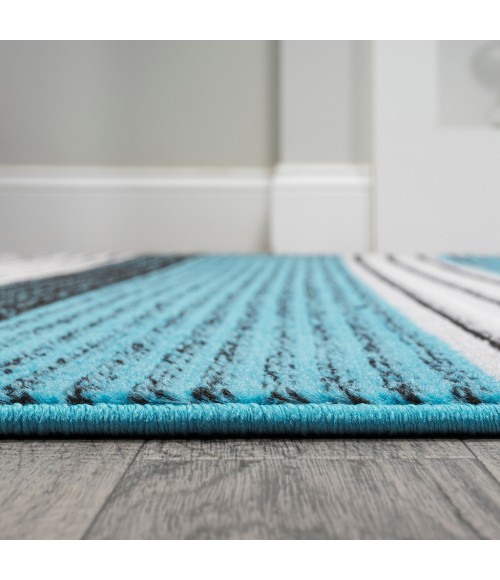 Duxbury Gradient Ticking Striped Blue/Navy 2 ft. x 8 ft. Runner Rug