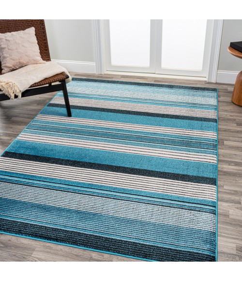 LUXOR Area Rug Duxbury Gradient Ticking Striped Blue/Navy 3 ft. x 5 ft. Area Rug