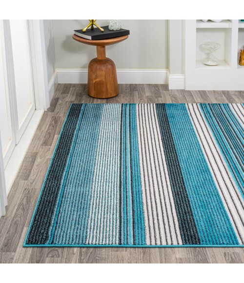 LUXOR Area Rug Duxbury Gradient Ticking Striped Blue/Navy 3 ft. x 5 ft. Area Rug