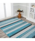 LUXOR Area Rug Duxbury Gradient Ticking Striped Blue/Navy 3 ft. x 5 ft. Area Rug