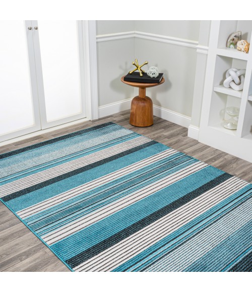 LUXOR Area Rug Duxbury Gradient Ticking Striped Blue/Navy 3 ft. x 5 ft. Area Rug