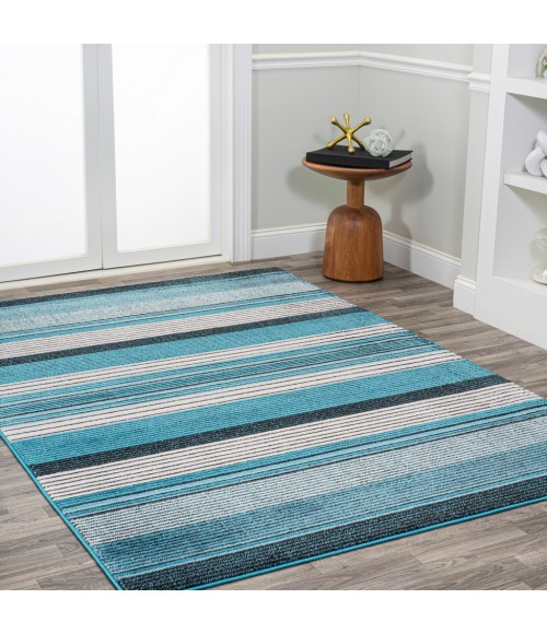 LUXOR Area Rug Duxbury Gradient Ticking Striped Blue/Navy 3 ft. x 5 ft. Area Rug