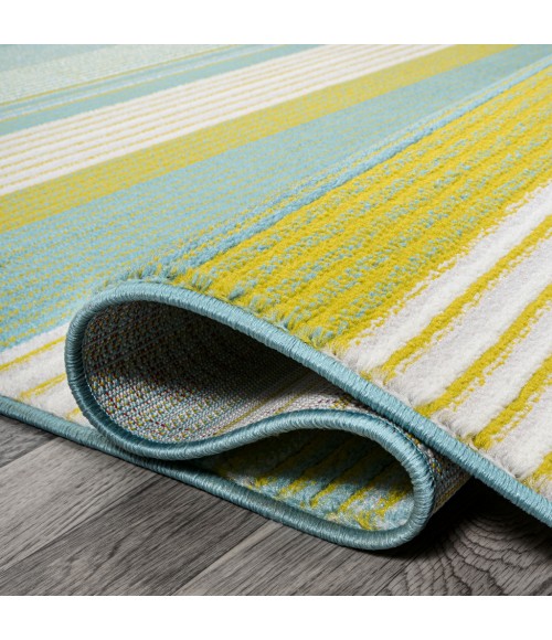 LUXOR Area Rug Duxbury Gradient Ticking Striped Green/Blue 2 ft. x 8 ft. Runner Rug