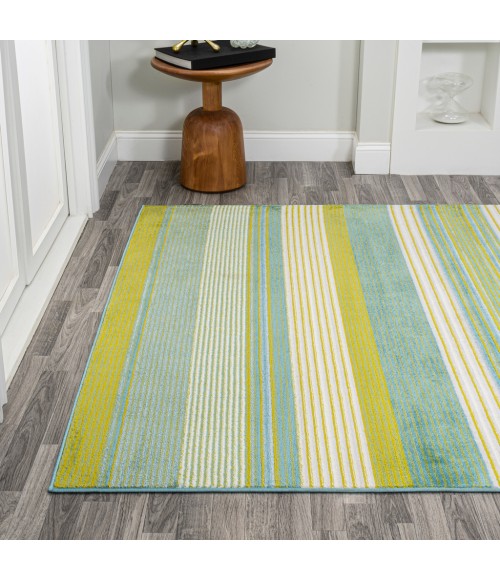 LUXOR Area Rug Duxbury Gradient Ticking Striped Green/Blue 5 ft. x 8 ft. Area Rug