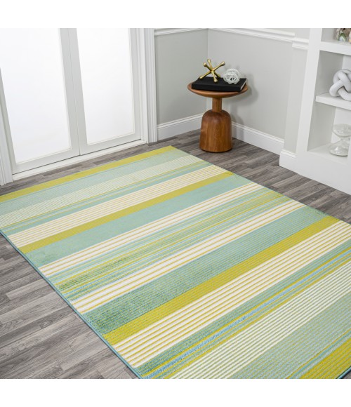 LUXOR Area Rug Duxbury Gradient Ticking Striped Green/Blue 5 ft. x 8 ft. Area Rug