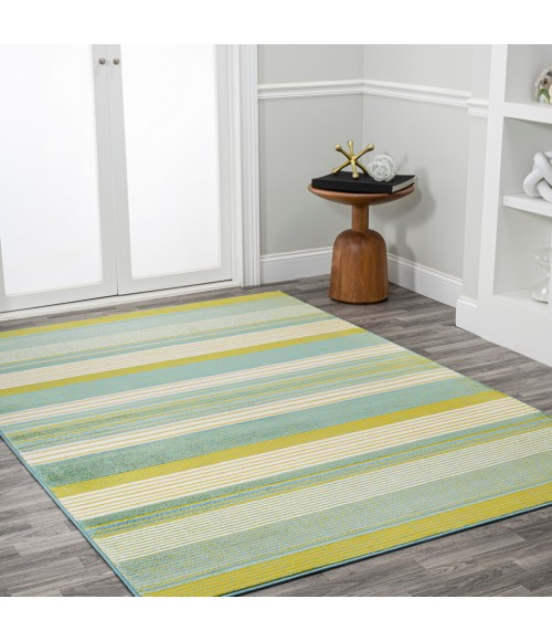LUXOR Area Rug Duxbury Gradient Ticking Striped Green/Blue 5 ft. x 8 ft. Area Rug