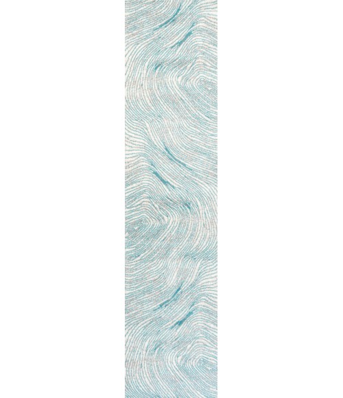 LUXOR Area Rug Arlo Woodgrain Geometric Ivory/Blue 2 ft. x 8 ft. Runner Rug