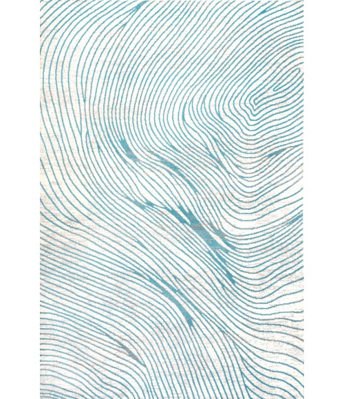 LUXOR Area Rug Arlo Woodgrain Geometric Ivory/Blue 5 ft. x 8 ft. Area Rug
