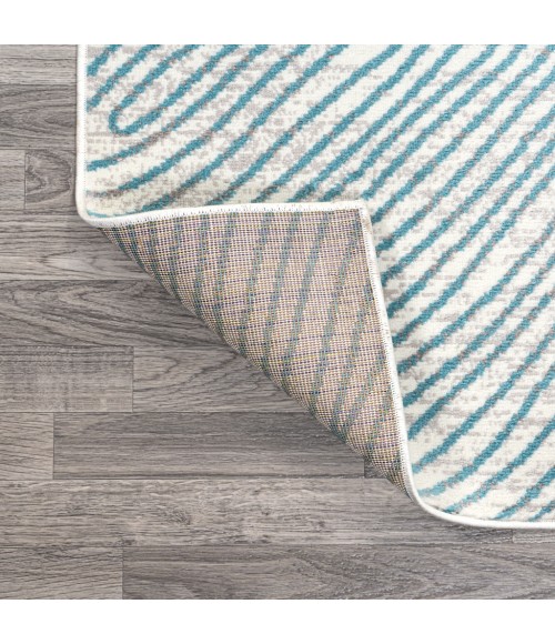 LUXOR Area Rug Arlo Woodgrain Geometric Ivory/Blue 5 ft. x 8 ft. Area Rug