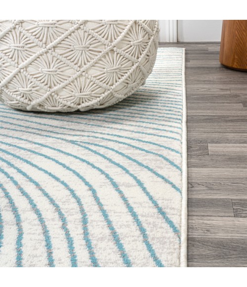 LUXOR Area Rug Arlo Woodgrain Geometric Ivory/Blue 5 ft. x 8 ft. Area Rug
