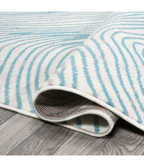 LUXOR Area Rug Arlo Woodgrain Geometric Ivory/Blue 2 ft. x 8 ft. Runner Rug