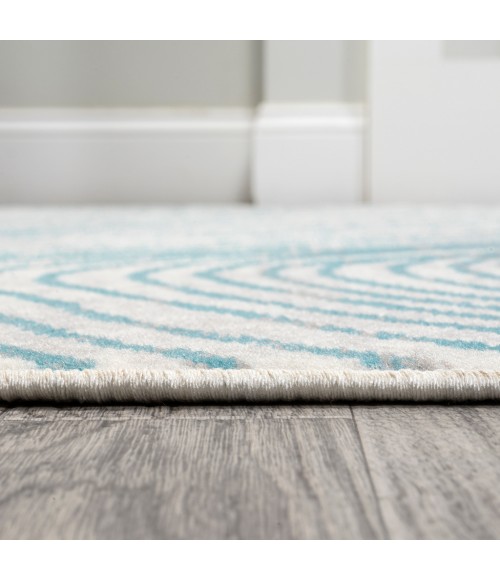 LUXOR Area Rug Arlo Woodgrain Geometric Ivory/Blue 2 ft. x 8 ft. Runner Rug