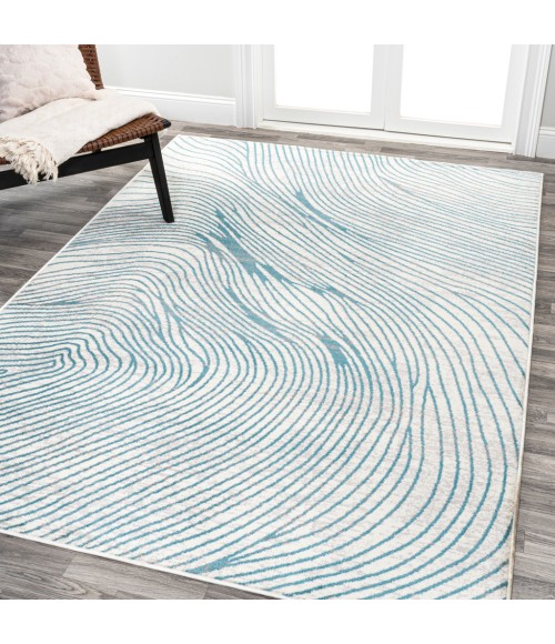 LUXOR Area Rug Arlo Woodgrain Geometric Ivory/Blue 5 ft. x 8 ft. Area Rug