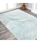 LUXOR Area Rug Arlo Woodgrain Geometric Ivory/Blue 5 ft. x 8 ft. Area Rug