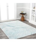 LUXOR Area Rug Arlo Woodgrain Geometric Ivory/Blue 5 ft. x 8 ft. Area Rug