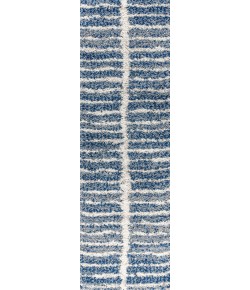 Jonathany Malibu Shag MBS101B Blue/Ivory Area Rug 2 ft. 3 in. X 8 ft. Runner