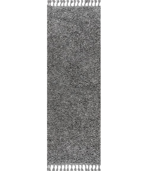 MERCER SHAG Area Rug Mercer Shag Plush Tassel Charcoal 2 ft. x 8 ft. Runner Rug