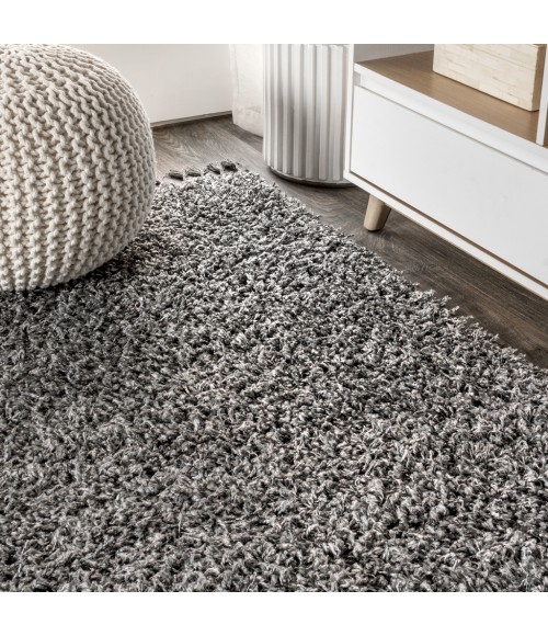Mercer Shag Plush Tassel Charcoal 3 ft. x 5 ft. Area Rug