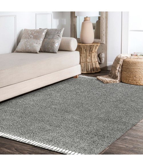 Mercer Shag Plush Tassel Charcoal 3 ft. x 5 ft. Area Rug