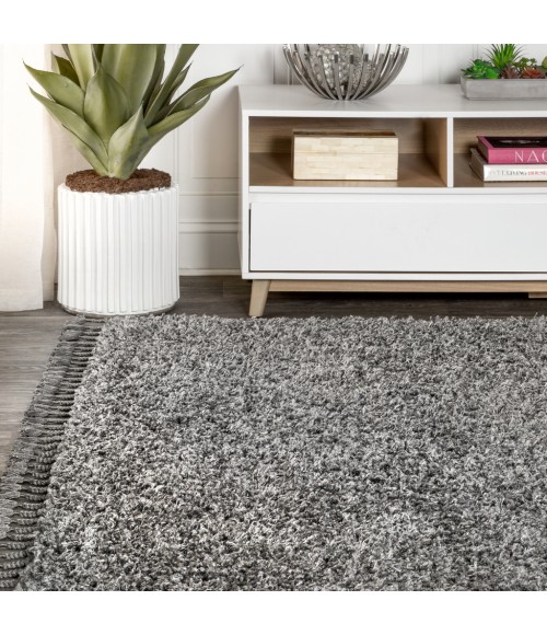 Mercer Shag Plush Tassel Charcoal 3 ft. x 5 ft. Area Rug