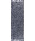 MERCER SHAG Area Rug Mercer Shag Plush Tassel Denim Blue 2 ft. x 8 ft. Runner Rug