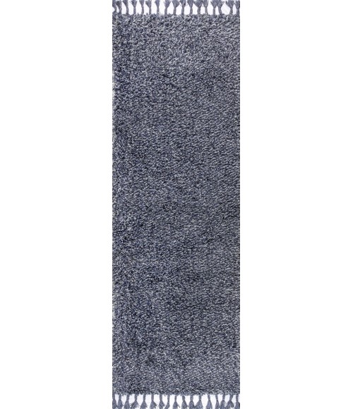 MERCER SHAG Area Rug Mercer Shag Plush Tassel Denim Blue 2 ft. x 8 ft. Runner Rug