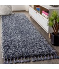 MERCER SHAG Area Rug Mercer Shag Plush Tassel Denim Blue 2 ft. x 8 ft. Runner Rug