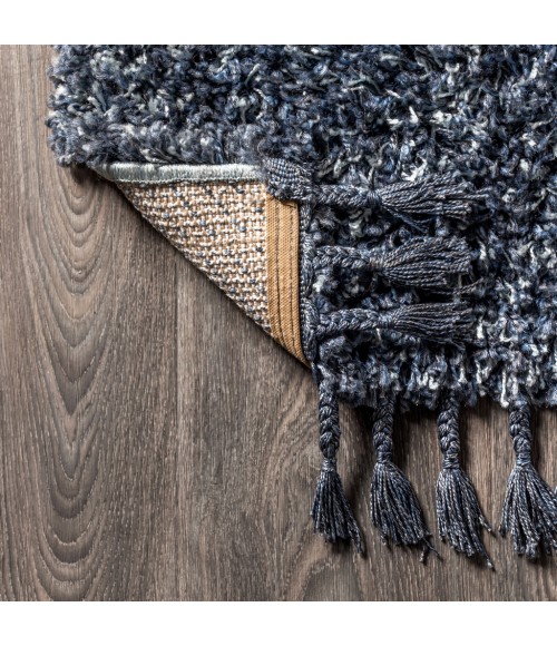 MERCER SHAG Area Rug Mercer Shag Plush Tassel Denim Blue 5 ft. x 8 ft. Area Rug