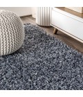 MERCER SHAG Area Rug Mercer Shag Plush Tassel Denim Blue 5 ft. x 8 ft. Area Rug