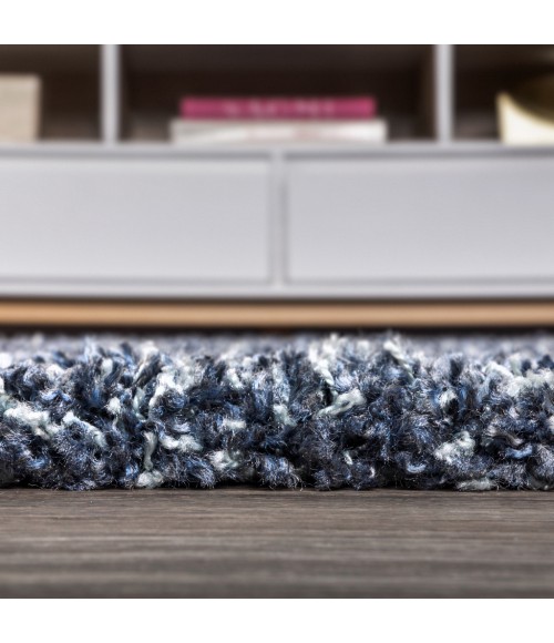 MERCER SHAG Area Rug Mercer Shag Plush Tassel Denim Blue 2 ft. x 8 ft. Runner Rug
