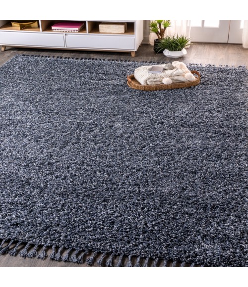 MERCER SHAG Area Rug Mercer Shag Plush Tassel Denim Blue 5 ft. x 8 ft. Area Rug