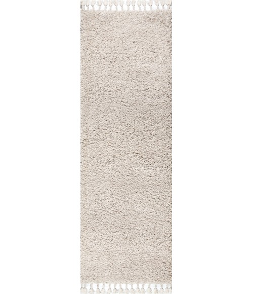 MERCER SHAG Area Rug Mercer Shag Plush Tassel Cream 2 ft. x 8 ft. Runner Rug