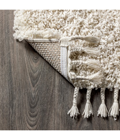 MERCER SHAG Area Rug Mercer Shag Plush Tassel Cream 8 ft. x 10 ft. Area Rug