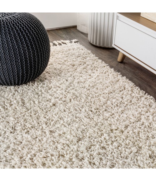 MERCER SHAG Area Rug Mercer Shag Plush Tassel Cream 8 ft. x 10 ft. Area Rug
