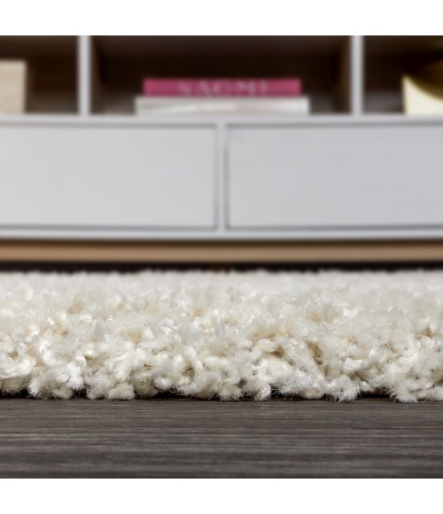 MERCER SHAG Area Rug Mercer Shag Plush Tassel Cream 2 ft. x 8 ft. Runner Rug