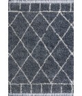 MERCER SHAG Area Rug Mercer Shag Plush Tassel Moroccan Geometric Trellis Blue/Cream 4 ft. x 6 ft. Area Rug