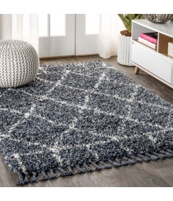 Jonathany Mercer Shag MCR101A Blue/Cream Area Rug 4 ft. X 6 ft. Rectangle